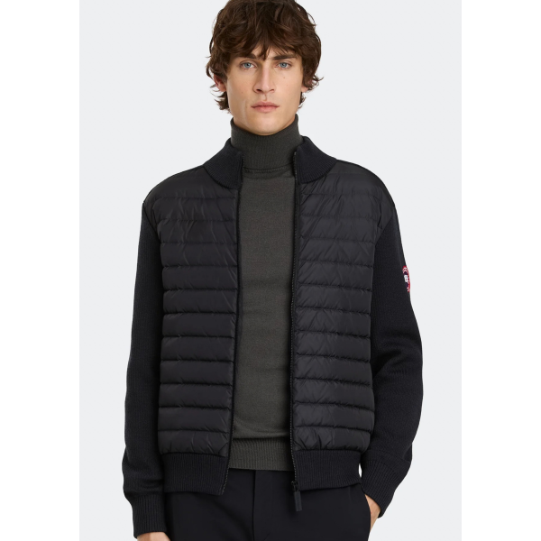 Veste zippée CANADA GOOSE Hybridge en maille laine mérinos noire