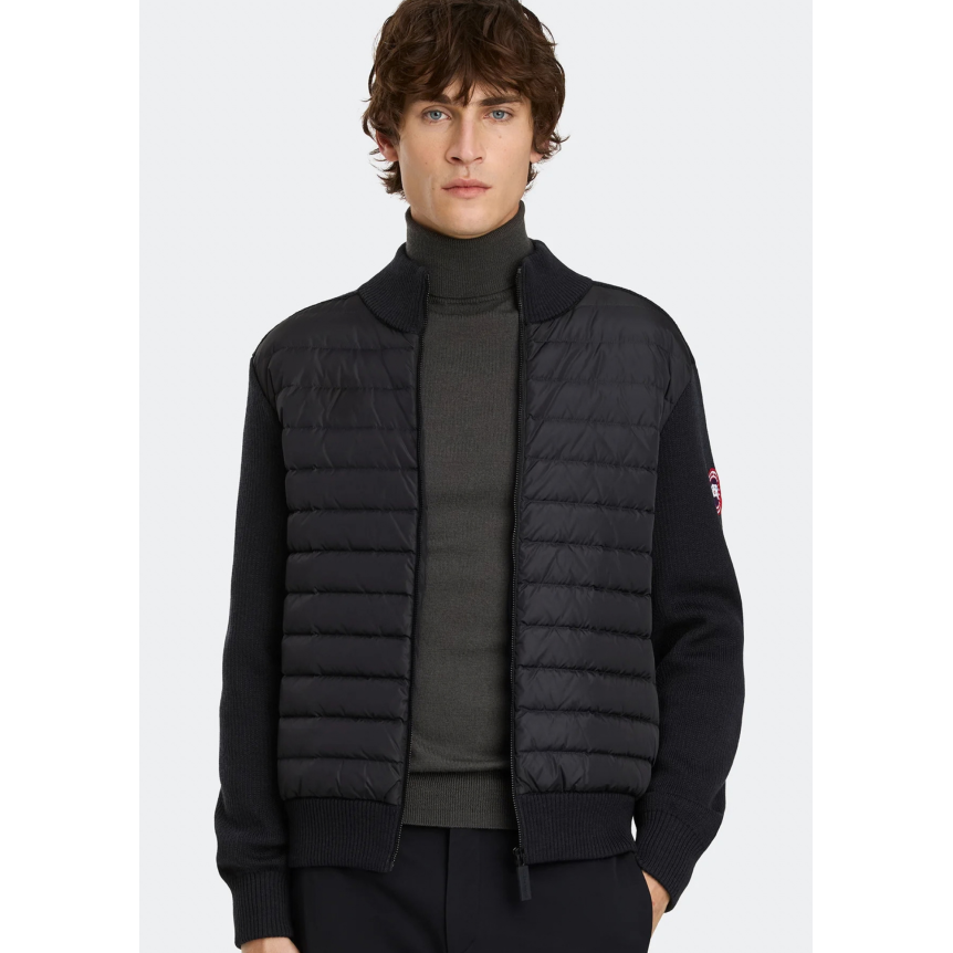Veste zippée CANADA GOOSE Hybridge en maille laine mérinos noire
