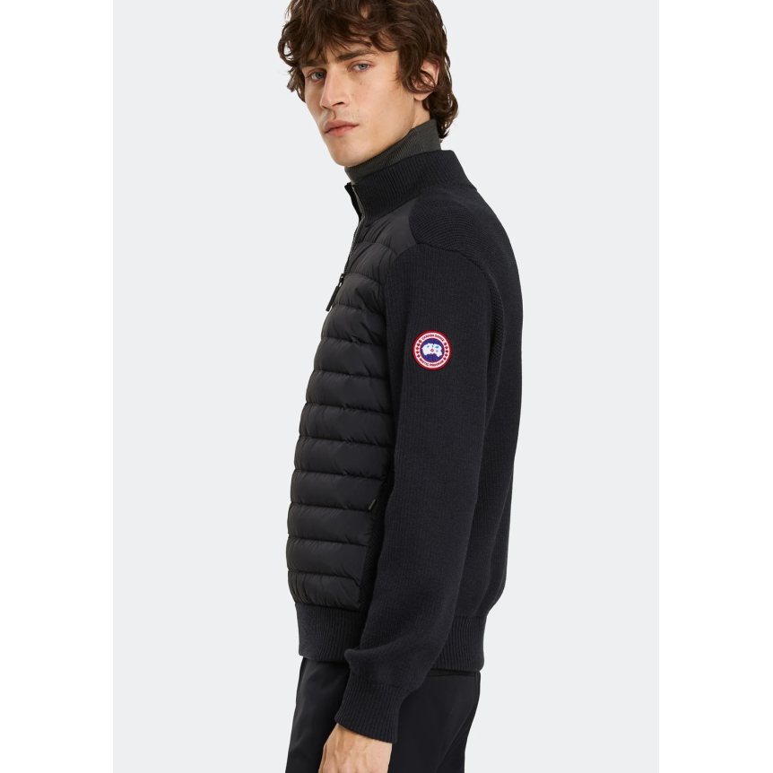 Veste zippée CANADA GOOSE Hybridge en maille laine mérinos noire