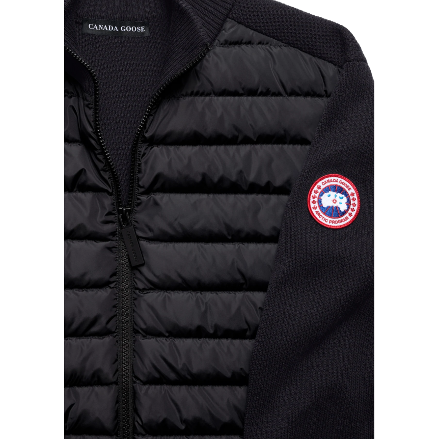 Veste zippée CANADA GOOSE Hybridge en maille laine mérinos noire