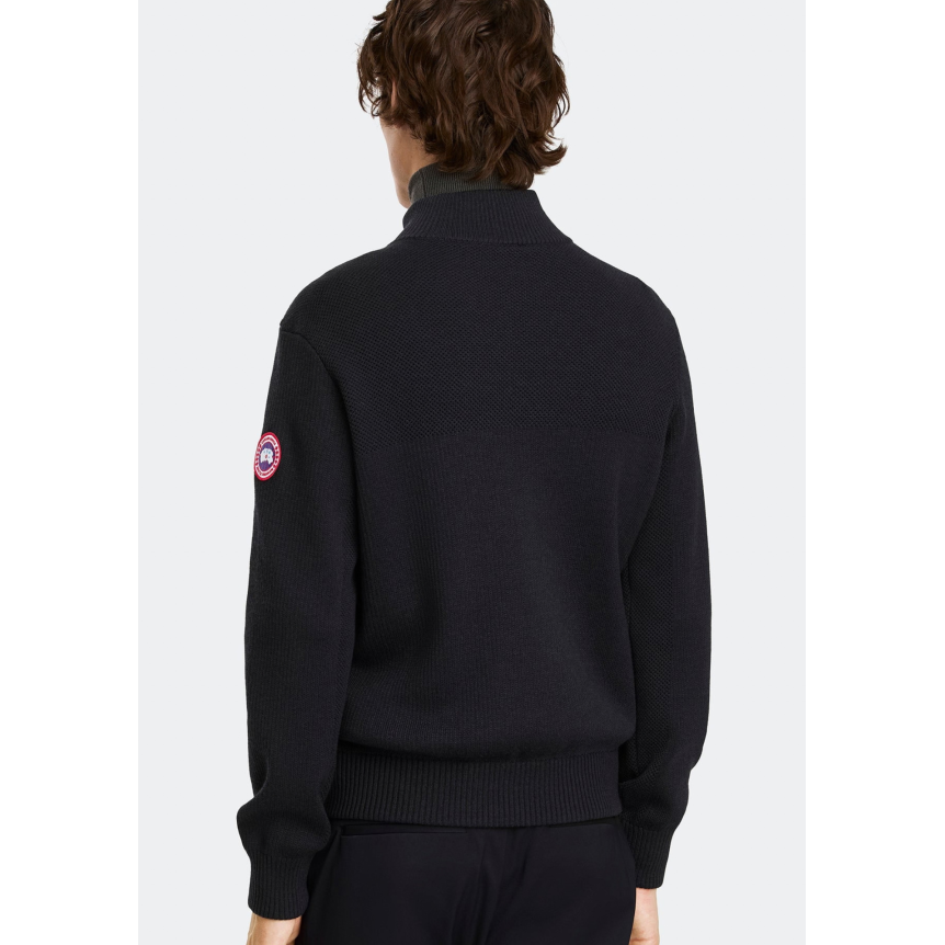 Veste zippée CANADA GOOSE Hybridge en maille laine mérinos noire