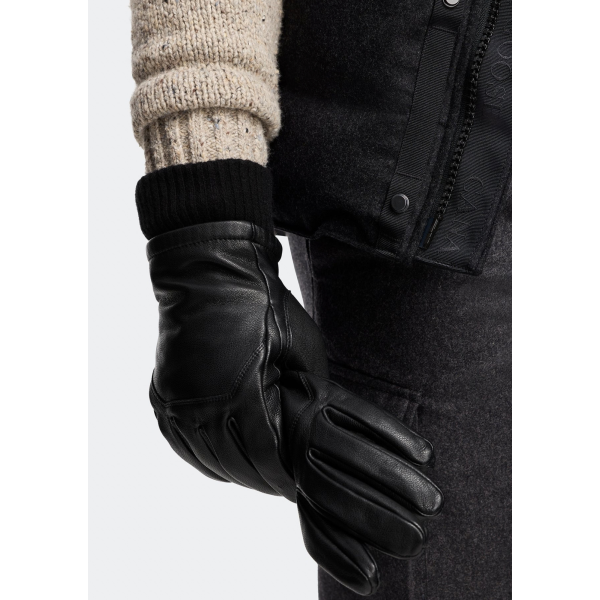 Gant Workman CANADA GOOSE en cuir noir poignet laine