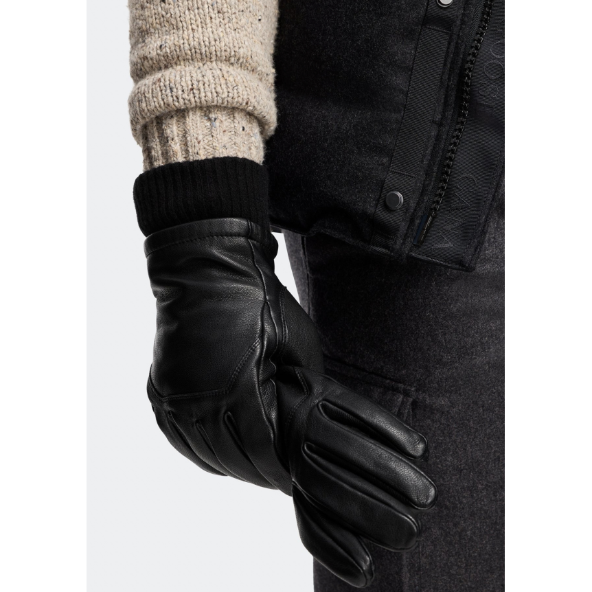 Gant Workman CANADA GOOSE en cuir noir poignet laine