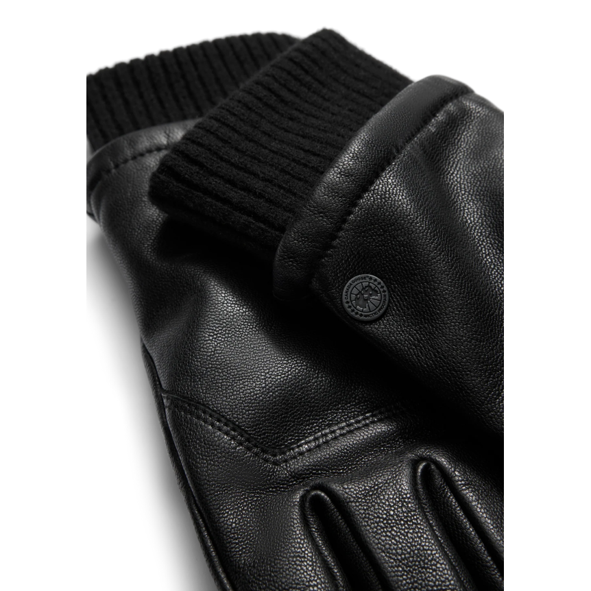 Gant Workman CANADA GOOSE en cuir noir poignet laine
