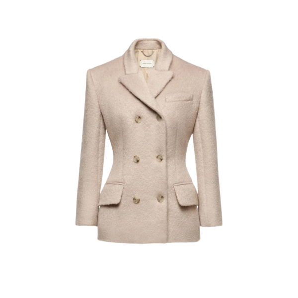 Veste blazer croisé MAGDA BUTRYM 6 boutons laine mérinos beige peluche