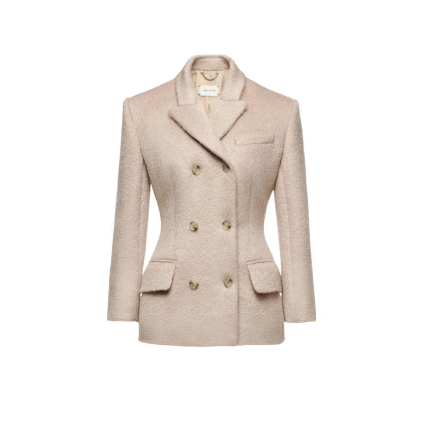 Veste blazer croisé MAGDA BUTRYM 6 boutons laine mérinos beige peluche