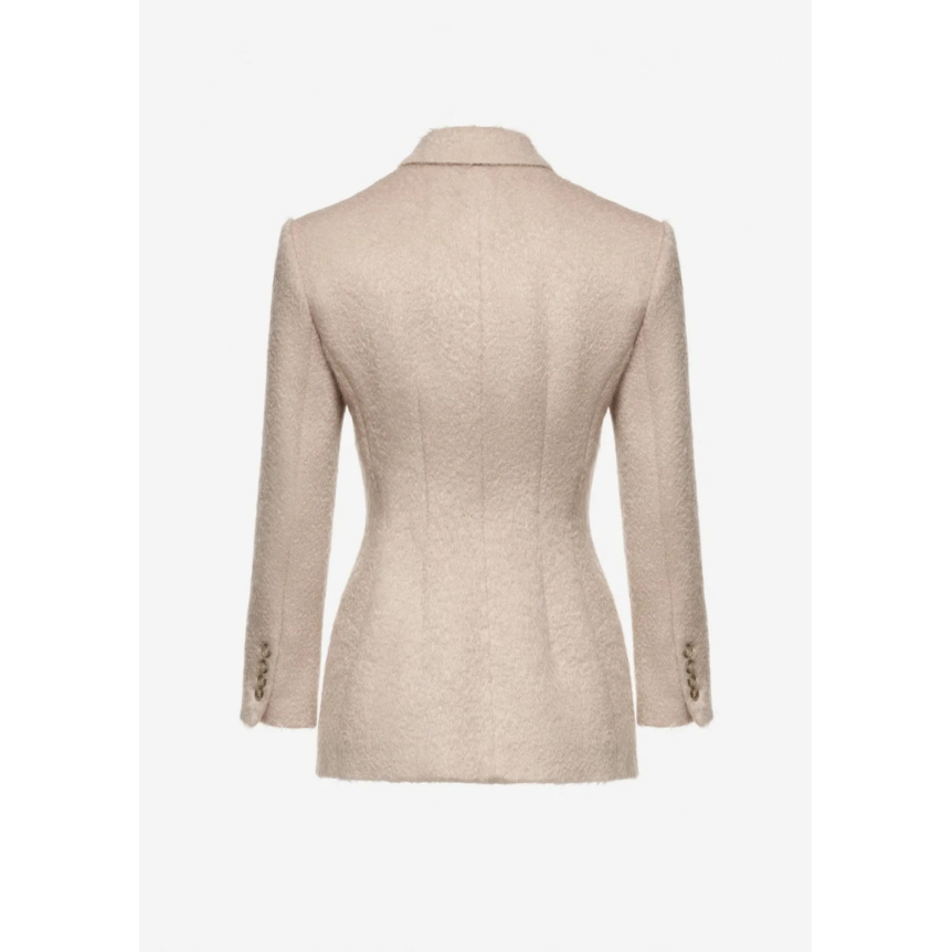 Veste blazer croisé MAGDA BUTRYM 6 boutons laine mérinos beige peluche