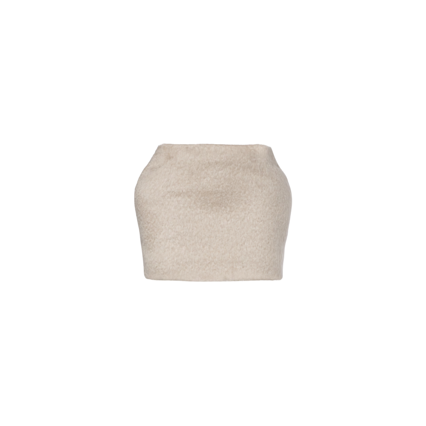 Mini jupe MAGDA BUTRYM rembourrée hanche laine mohair beige