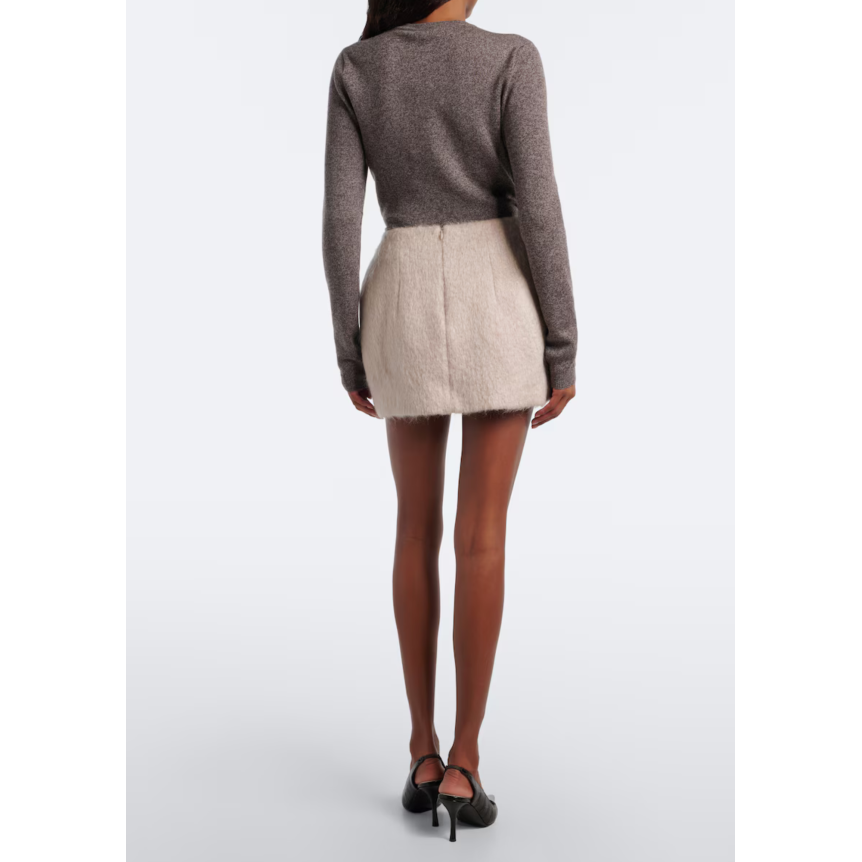 Mini jupe MAGDA BUTRYM rembourrée hanche laine mohair beige