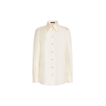 Chemise manche longue  en soie écrue bouton perle DG