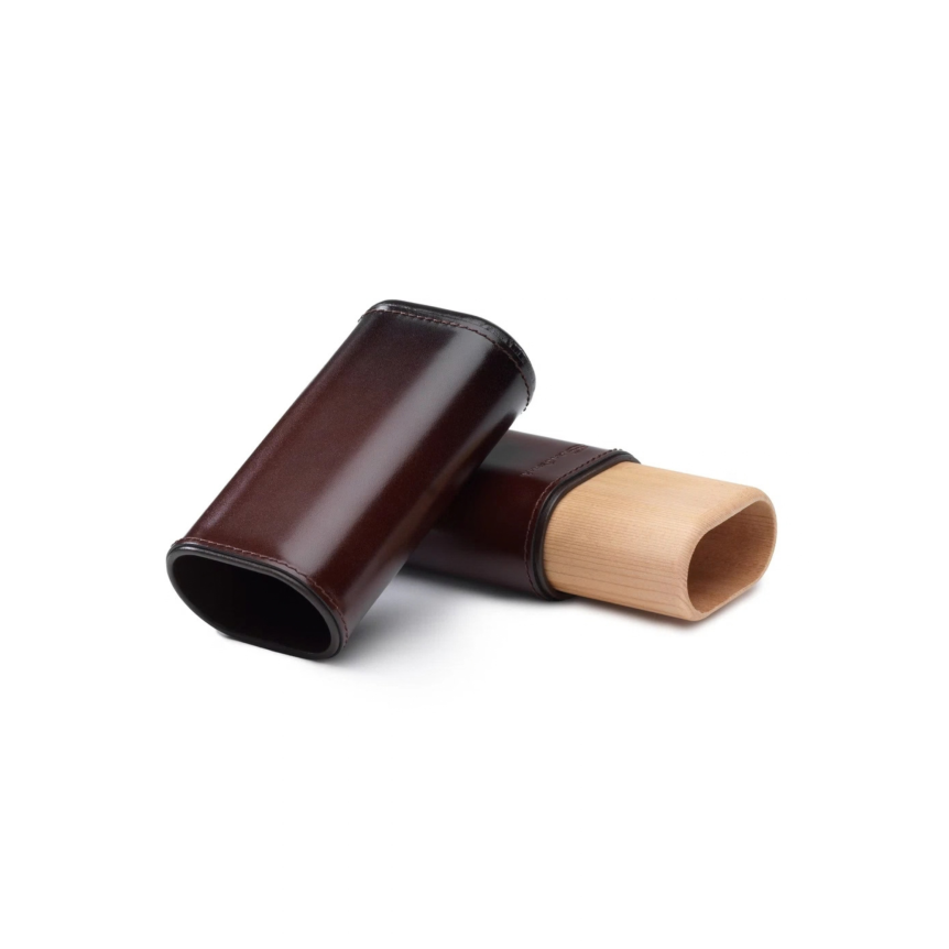 Porte-cigares SANTONI Cohiba en bois de cèdre revêtu de cuir marron
