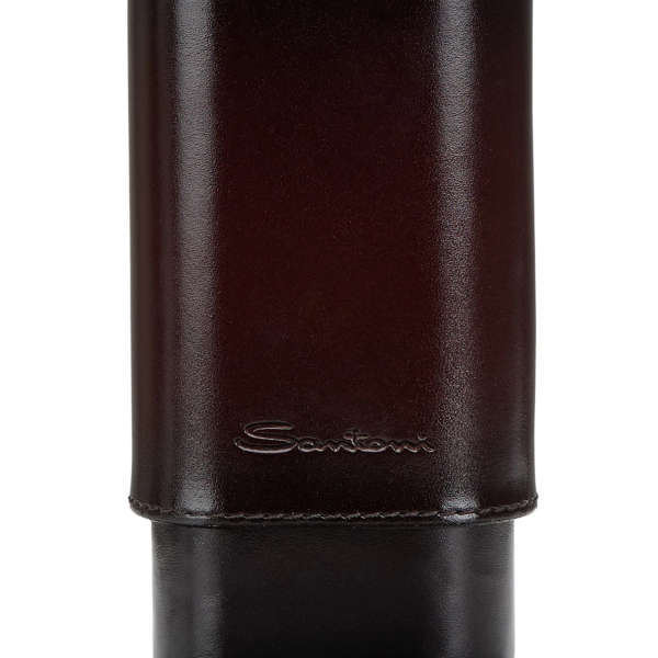 Porte-cigares SANTONI en bois de cèdre revêtu de cuir marron