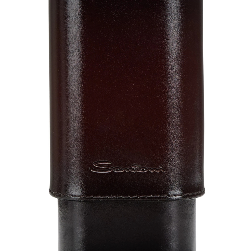 Porte-cigares SANTONI en bois de cèdre revêtu de cuir marron