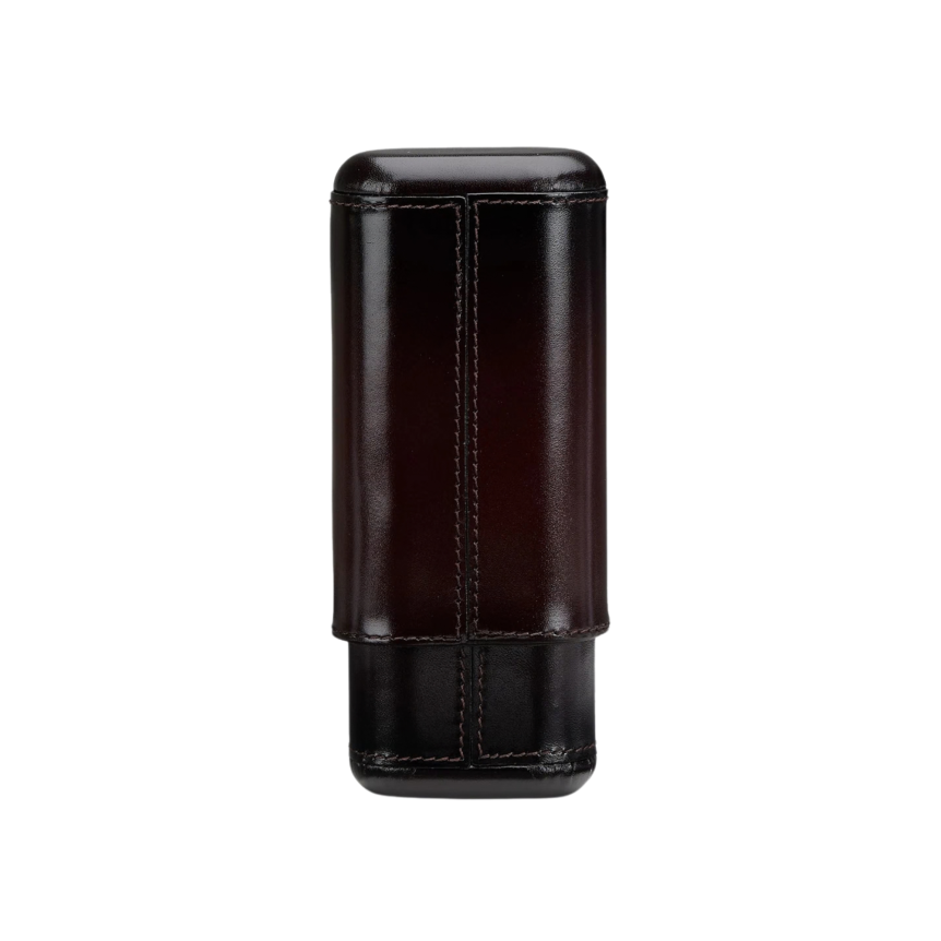 Porte-cigares SANTONI en bois de cèdre revêtu de cuir marron