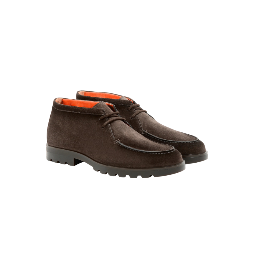 Desert boots à lacets SANTONI daim marron