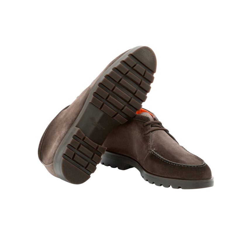 Desert boots à lacets SANTONI daim marron