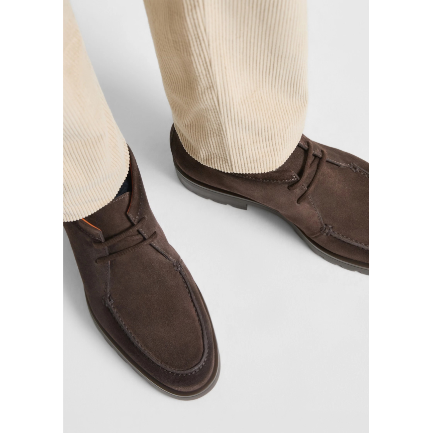 Desert boots à lacets SANTONI daim marron