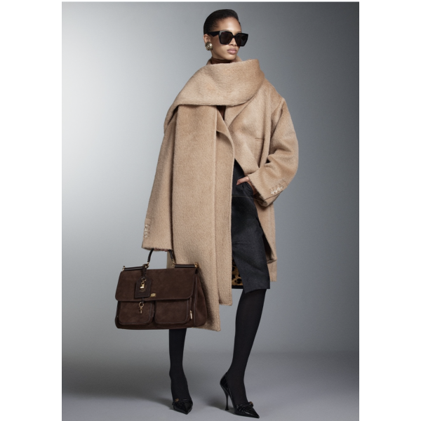Manteau long DOLCE & GABBANA Alpaga laine vierge camel Echarpe