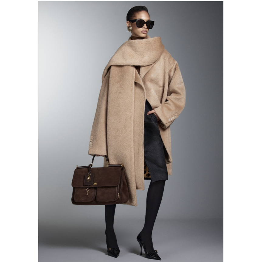 Manteau long DOLCE & GABBANA Alpaga laine vierge camel Echarpe