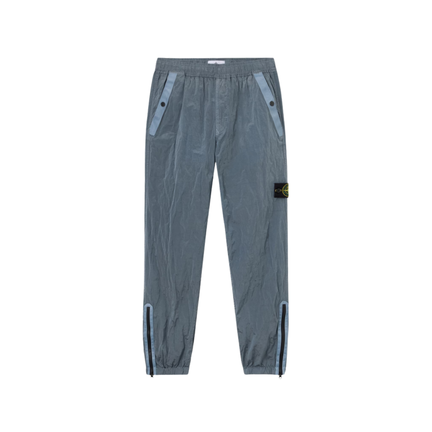Pantalon de survêtement STONE ISLAND regular nylon métal bleu gris zip cheville taille élastique
