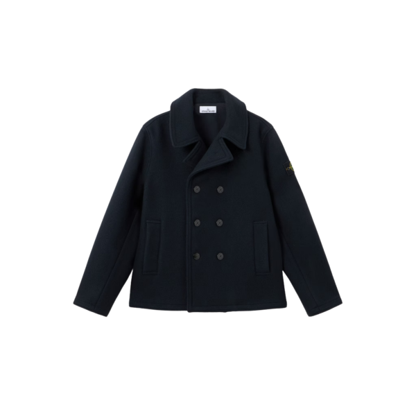 Veste Caban STONE ISLAND croisé double boutonnage drap de laine vierge cachemire bleu marine
