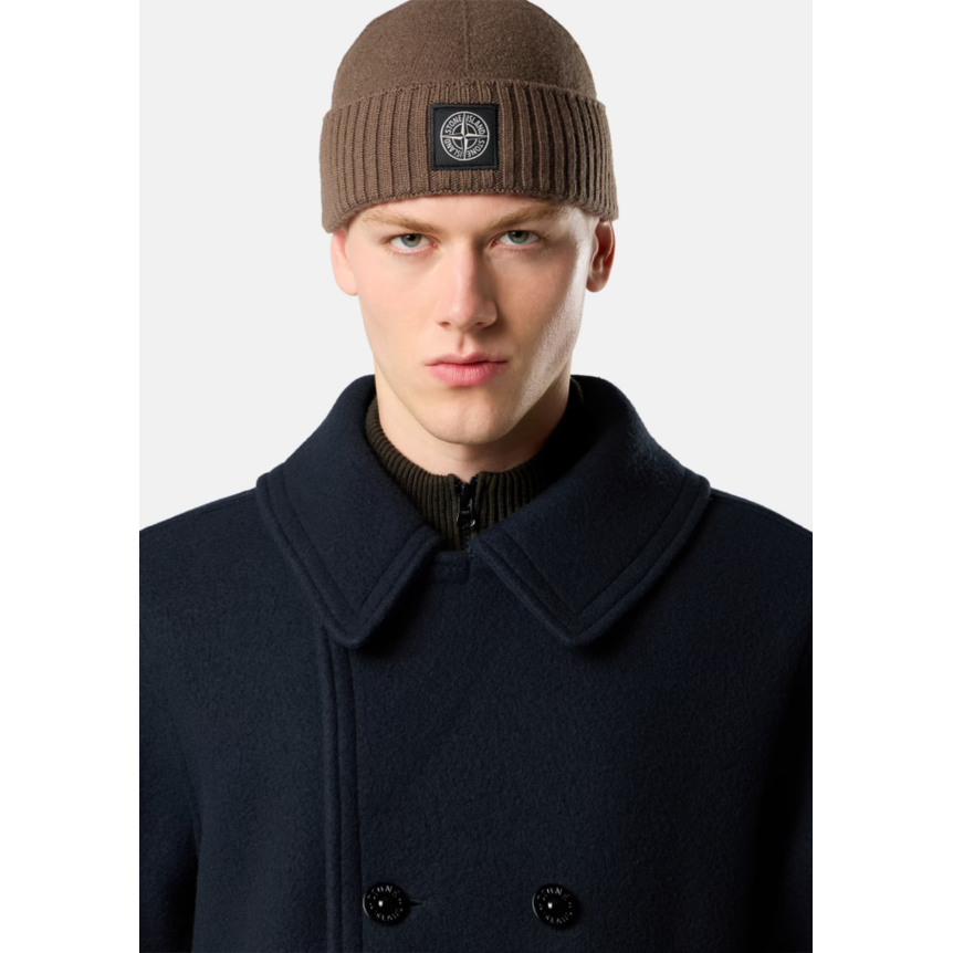 Veste Caban STONE ISLAND croisé double boutonnage drap de laine vierge cachemire bleu marine