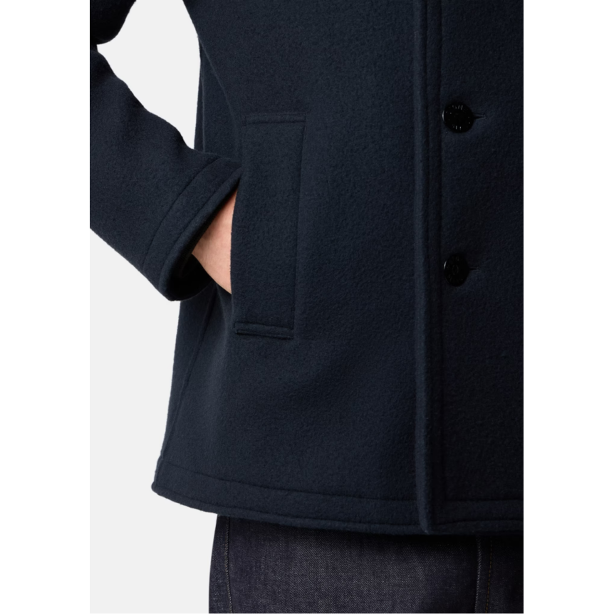 Veste Caban STONE ISLAND croisé double boutonnage drap de laine vierge cachemire bleu marine
