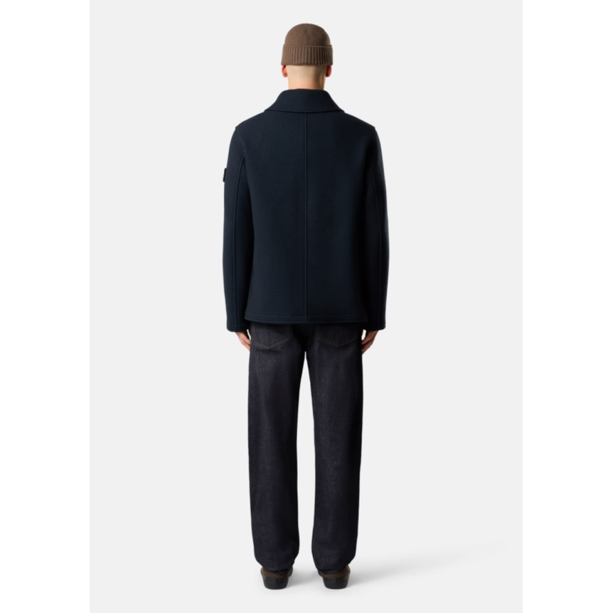 Veste Caban STONE ISLAND croisé double boutonnage drap de laine vierge cachemire bleu marine