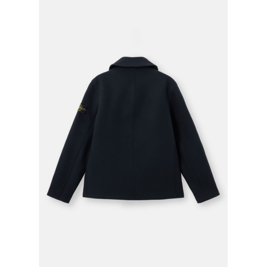 Veste Caban STONE ISLAND croisé double boutonnage drap de laine vierge cachemire bleu marine