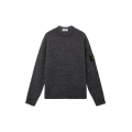 Pull col rond grosse maille laine et nylon gris moucheté