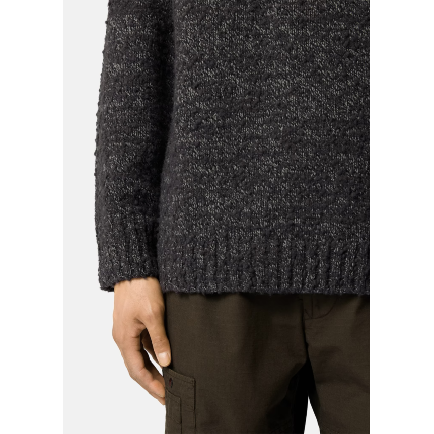 Pull col rond STONE ISLAND grosse maille laine et nylon gris moucheté