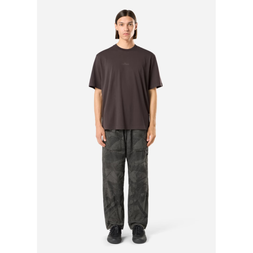 T-shirt STONE ISLAND  coton marron chocolat boussole branchage camouflage dos