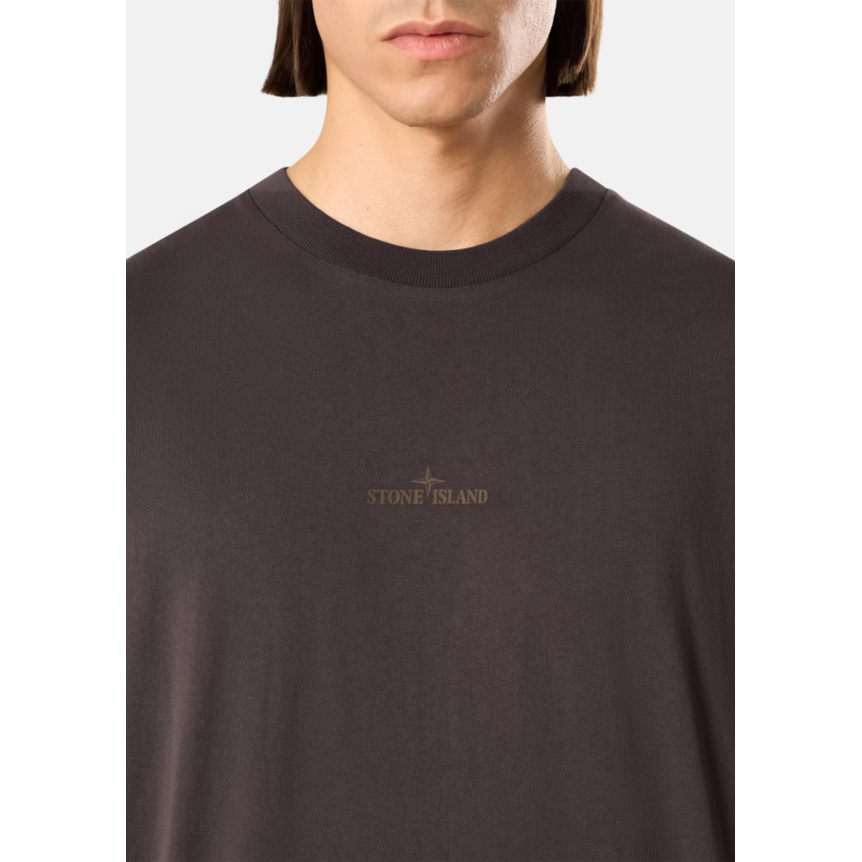T-shirt STONE ISLAND  coton marron chocolat boussole branchage camouflage dos