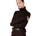 Pull col roulé laine marron moka