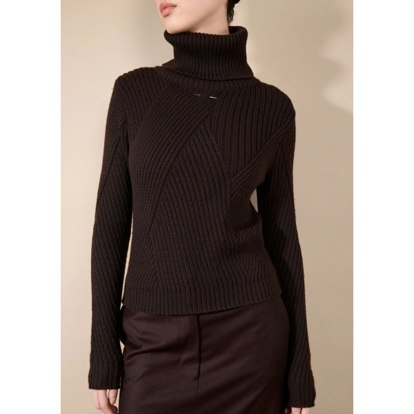 Pull col roulé BARBARA BUI laine marron moka