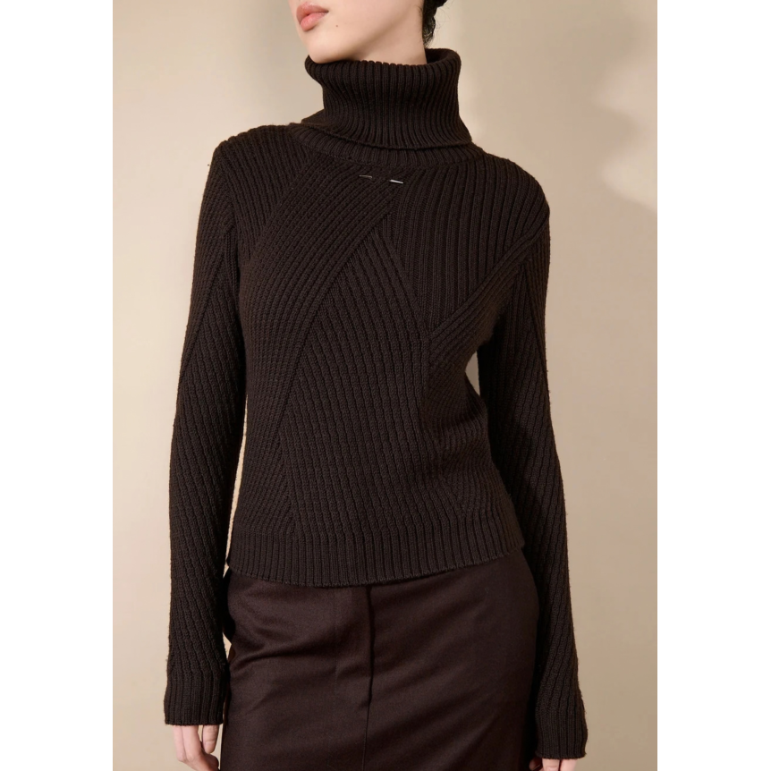 Pull col roulé BARBARA BUI laine marron moka