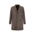 Manteau en Alpaga Laine Herringbone et Suede marron gros chevrons