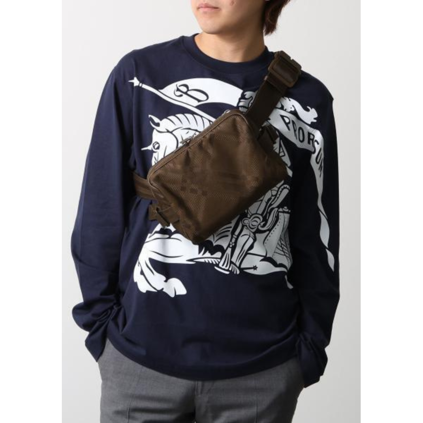 sac bandoulière BURBERRY carreaux jacquard nylon kaki marron