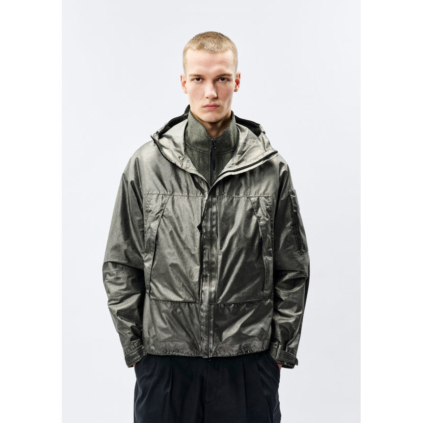 Veste à capuche CP COMPANY Nano Titanium Recolorée nylon argent Metropolis Series