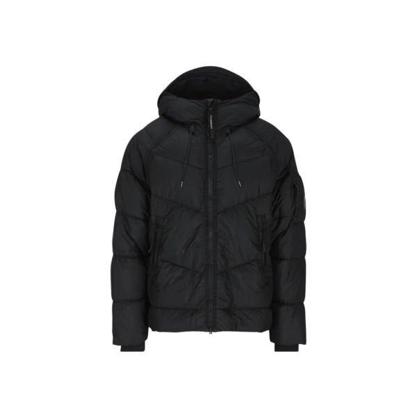Doudoune à capuche CP COMPANY avec visière de protection nylon noir