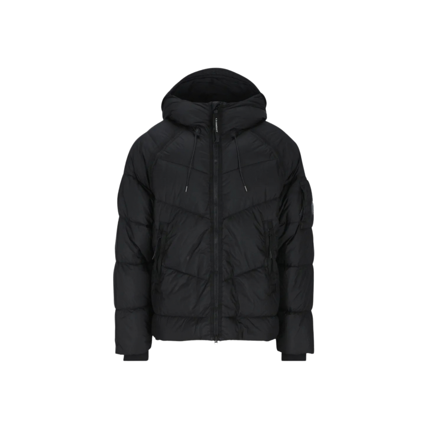 Doudoune à capuche CP COMPANY avec visière de protection nylon noir