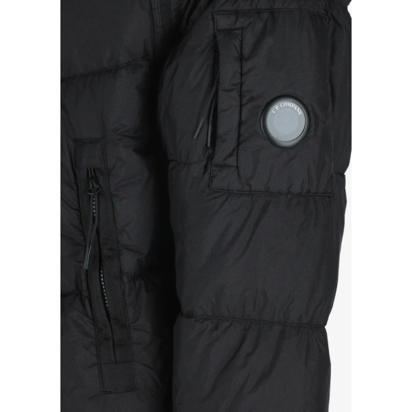 Doudoune à capuche CP COMPANY avec visière de protection nylon noir