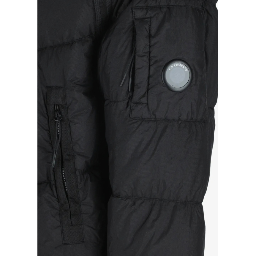 Doudoune à capuche CP COMPANY avec visière de protection nylon noir