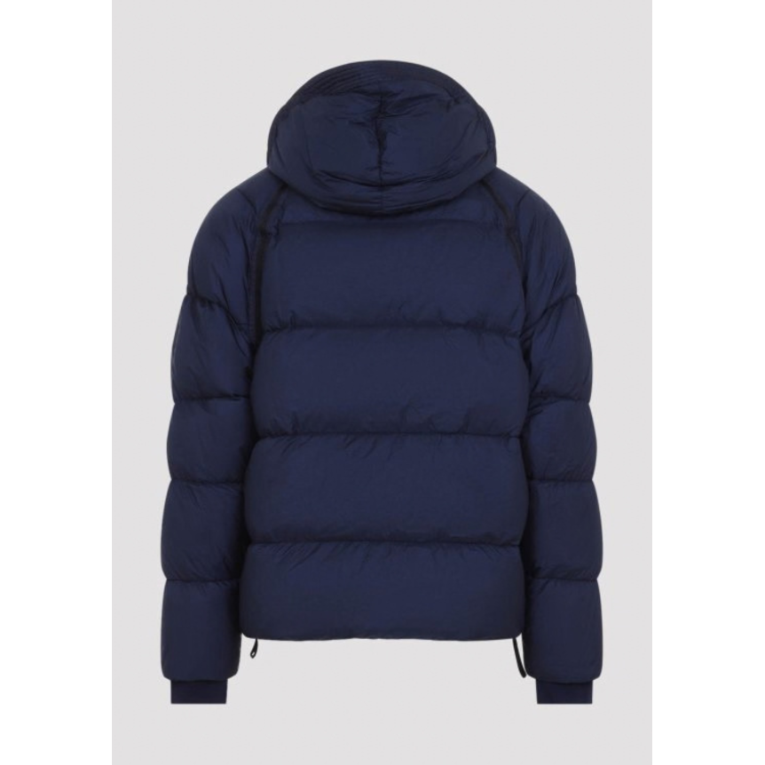 Doudoune à capuche CP COMPANY avec visière de protection nylon bleu marine