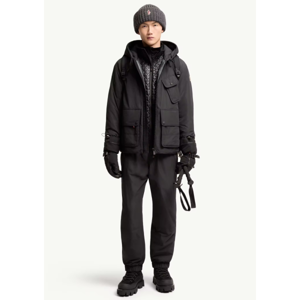 Pantalon de survêtement MONCLER micro soft nylon noir Grenoble Collection