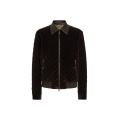 Blouson aviateur velours matelassé losange marron col cuir