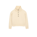Pull col camionneur à boutons en maille laine écrue