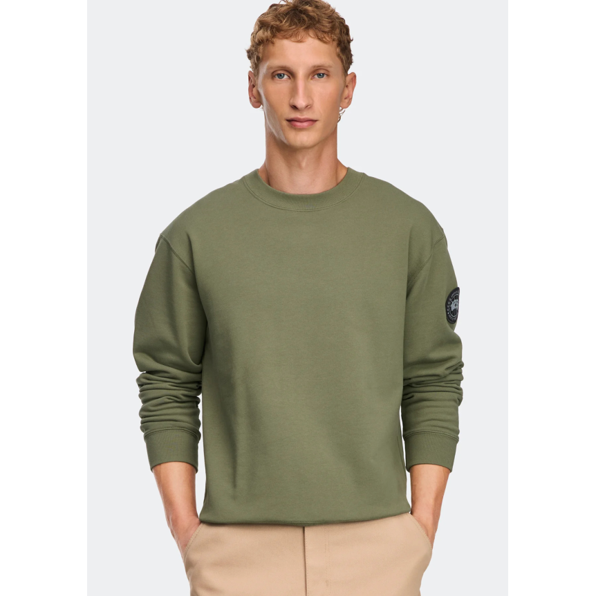Sweat shirt CANADA GOOSE col rond Loon coton vert disque noir