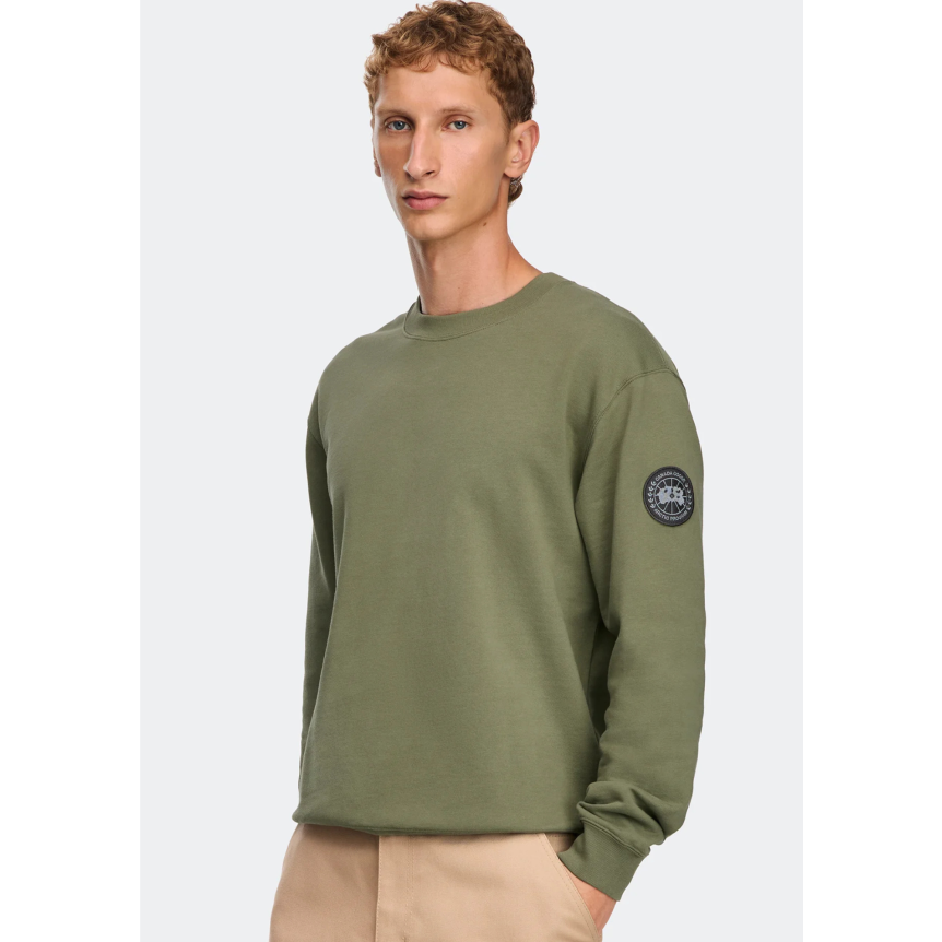 Sweat shirt CANADA GOOSE col rond Loon coton vert disque noir