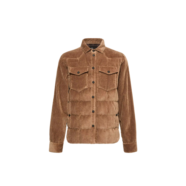 Sur Chemise doudoune MONCLER Gelt velours côtelé marron clair Grenoble Collection